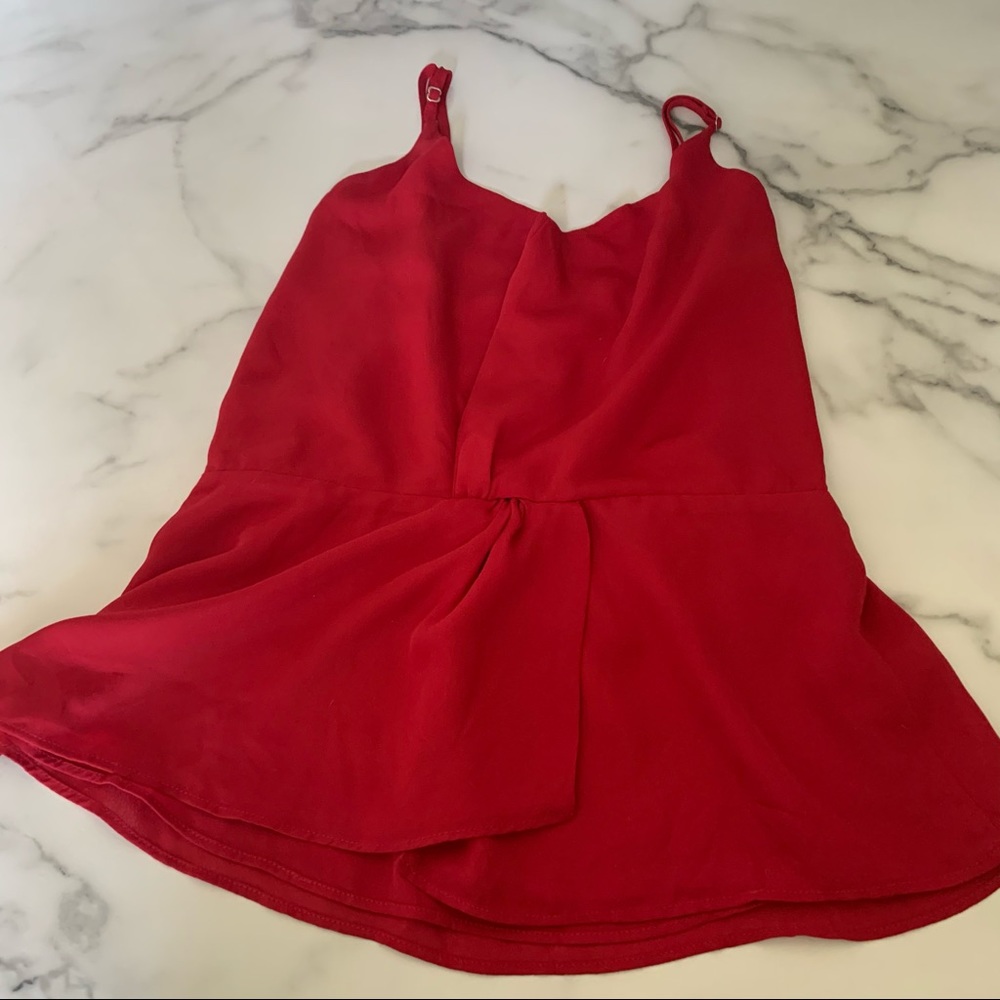 Flowy Red Sleeveless Blouse